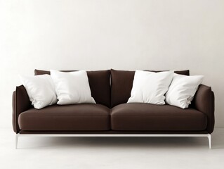 This modern L-shaped sofa features white cushions and a stylish design that adds a touch of comfort to any living room.