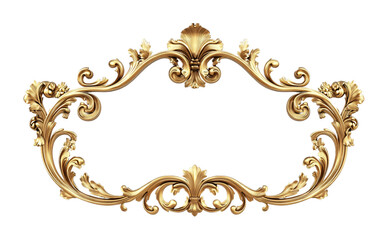 Golden frame with a pattern on a white background. isolated background.