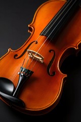 A Polished Violin Rests Against A Dark Background