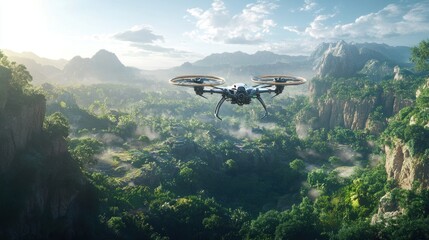Naklejka premium Drone aerial view of mountainous landscape