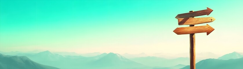 Three Wooden Arrows Pointing Ways, Mountain Vista