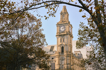 Historic Clock Tower Framed by Autumn Leaves (Melbourne, Australia)