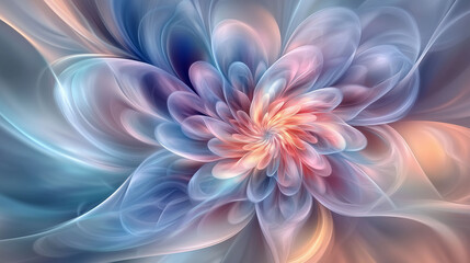 Delicate Close Up of a Blooming Flower Showcasing Intricate Petals in Soft Pastel Colors. Generative AI