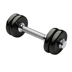 Black dumbbell with chrome handle for strength training