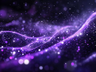 Fototapeta premium Flowing particles forming luminous purple waves.