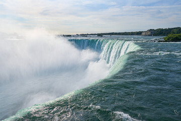 Expansive View of Niagara Falls in Mist