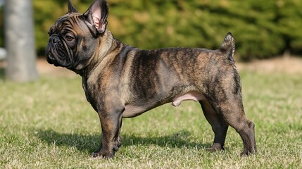 Majestic French Bulldog in a Lush Green Meadow