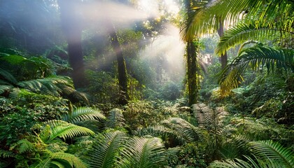 Naklejka premium green forest in the morning