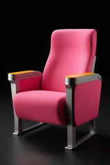 there is a pink chair with a yellow table on it