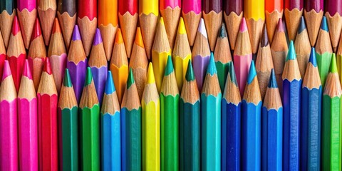 A colorful array of pencils with vibrant shades and textures , multicolored, colored pencils