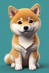 a close up of a dog sitting on a blue surface