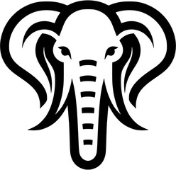 This flat vector elephant icon is ideal for elephant themed events, blending elegance and strength. Its minimalist black and white design works perfectly for branding or decor.