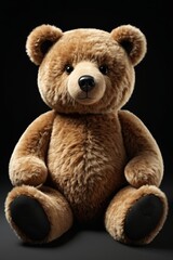 Obraz premium a close up of a brown teddy bear sitting on a black surface