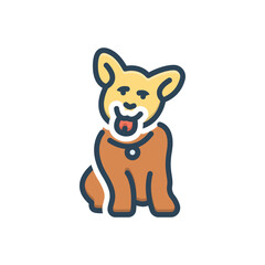 Color illustration icon for dog