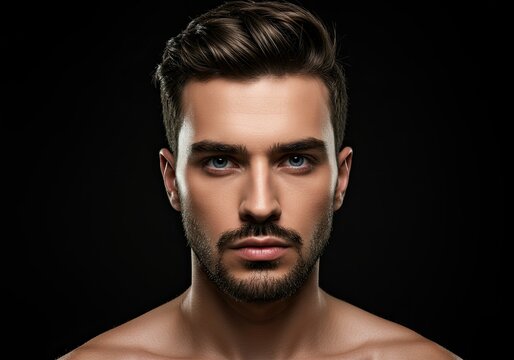 portrait young man with make up posing - Powered by Adobe