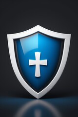 Fototapeta premium a close up of a blue shield with a cross on it