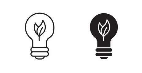 Lightbulb with leaf icons graphics vectors designs