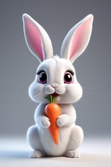Obraz premium there is a white rabbit with a carrot in its mouth