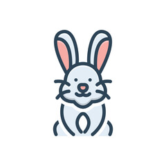 Color illustration icon for rabbit