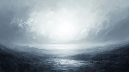 Fototapeta premium Moody Blue and Grey Foggy Landscape