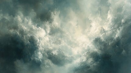 Obraz premium Abstract Teal and White Cloudscape