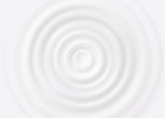 Milk wave ripple background, vector white splash of yogurt or cream with concentric circles top view. 3d round swirl texture surface from falling drop, moisturizer, lotion, paint or dairy, sound wave