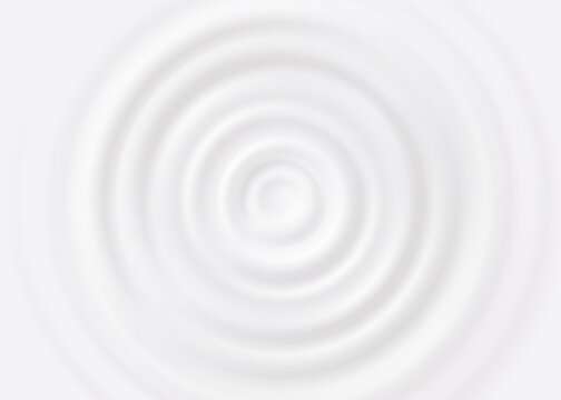 Milk wave ripple background, vector white splash of yogurt or cream with concentric circles top view. 3d round swirl texture surface from falling drop, moisturizer, lotion, paint or dairy, sound wave