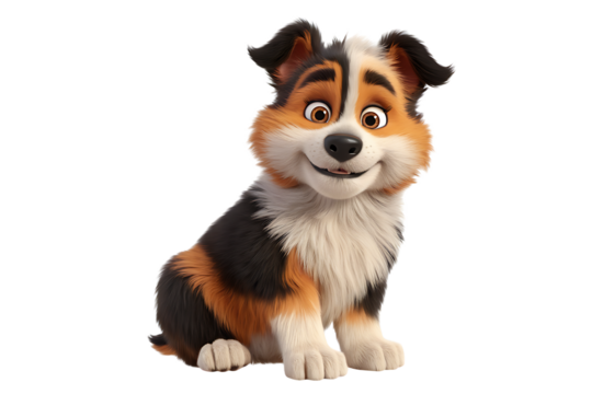 3D Puppy Dog Isolated on Transparent PNG Background