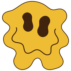 Psychedelic Dripping Smiling Character. Isolated on White Background.