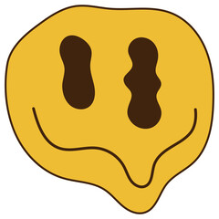 Psychedelic Dripping Smiling Character. Isolated on White Background.