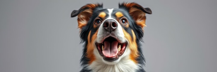 A close-up shot of a tri-colored border collie