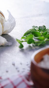 Garlic, onions, herbs and spices