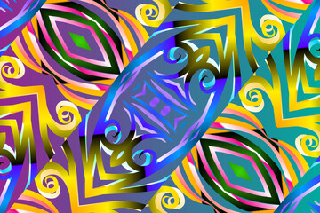 gradient flower and leaf art pattern of indonesian culture traditional tenun batik ethnic dayak ornament for wallpaper ads background	