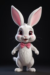 a close up of a cartoon rabbit with a bow tie