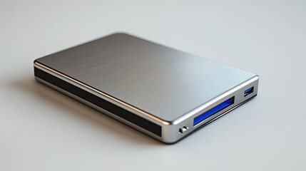 Stylish External Hard Drive with Brushed Metal Finish and USB Port