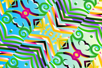 gradient flower and leaf art pattern of indonesian culture traditional tenun batik ethnic dayak ornament for wallpaper ads background	