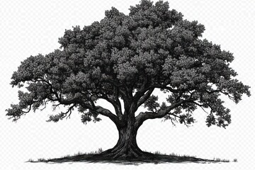 Majestic oak tree, park setting, nature illustration, website design