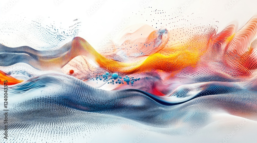 Poster abstract colorful waves with dynamic flow and fluid patterns