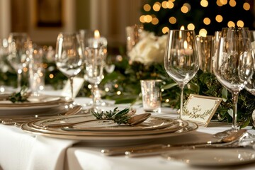 Elegant Christmas Eve Dinner Table Setting Decor