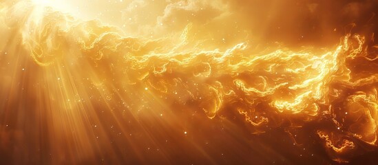 Golden Light Beams Emanating From Vibrant Cloud Formation