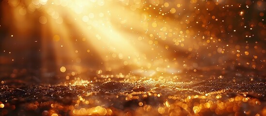 Golden Light Rays Through Water Drops Creating Sparkling Atmosphere