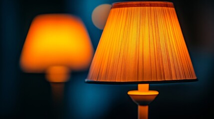 Warm Orange Table Lamps in Dark Blue Background