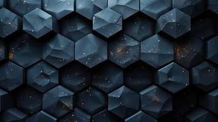 Dark Hexagonal Pattern with Textured Surface and Subtle Sparkles