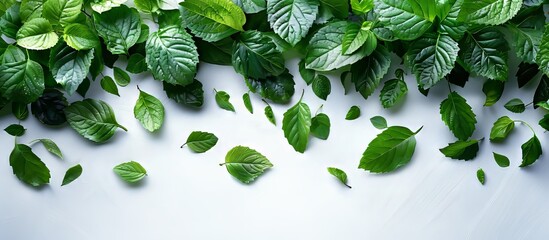 Fresh Green Leaves on White Background for Nature Themes