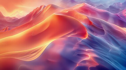 Abstract Colorful Mountainscape with Fluid Shapes and Soft Light
