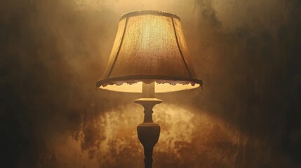 Vintage Table Lamp with Warm Light in a Dark Room