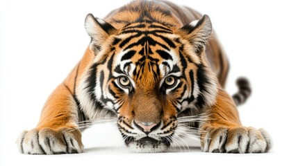 Fototapeta premium Intense Close-Up of a Tiger Stalking with Focused Expression