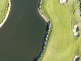 Vertical aerial view of a golf course detail - Vue a&eacute;rienne verticale d'un d&eacute;tails d'un terrain de golf