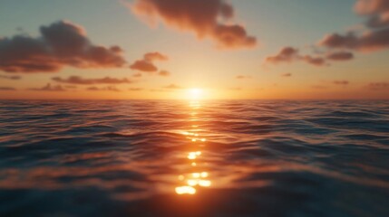 Obraz premium Orange Sunset Over Calm Ocean Water