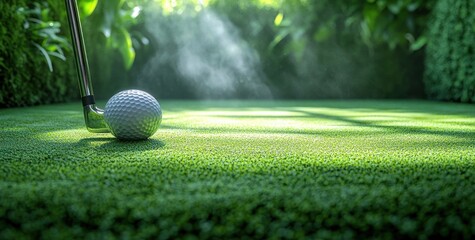 Golf Putting Scene 2025 with Golf Ball and Putter on Green Grass